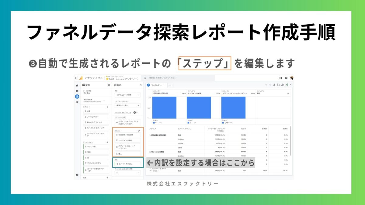 ファネルデータ探索レポート作成手順