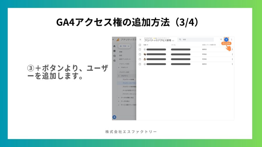 GA4アクセス権の追加方法